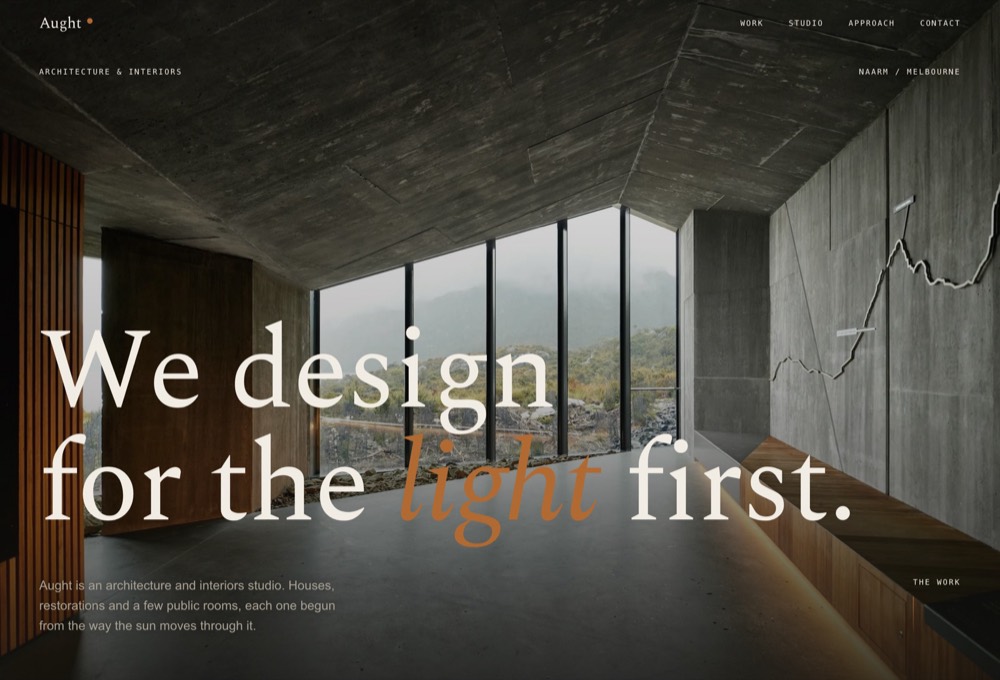 Aught, a Architecture studio built with Palate