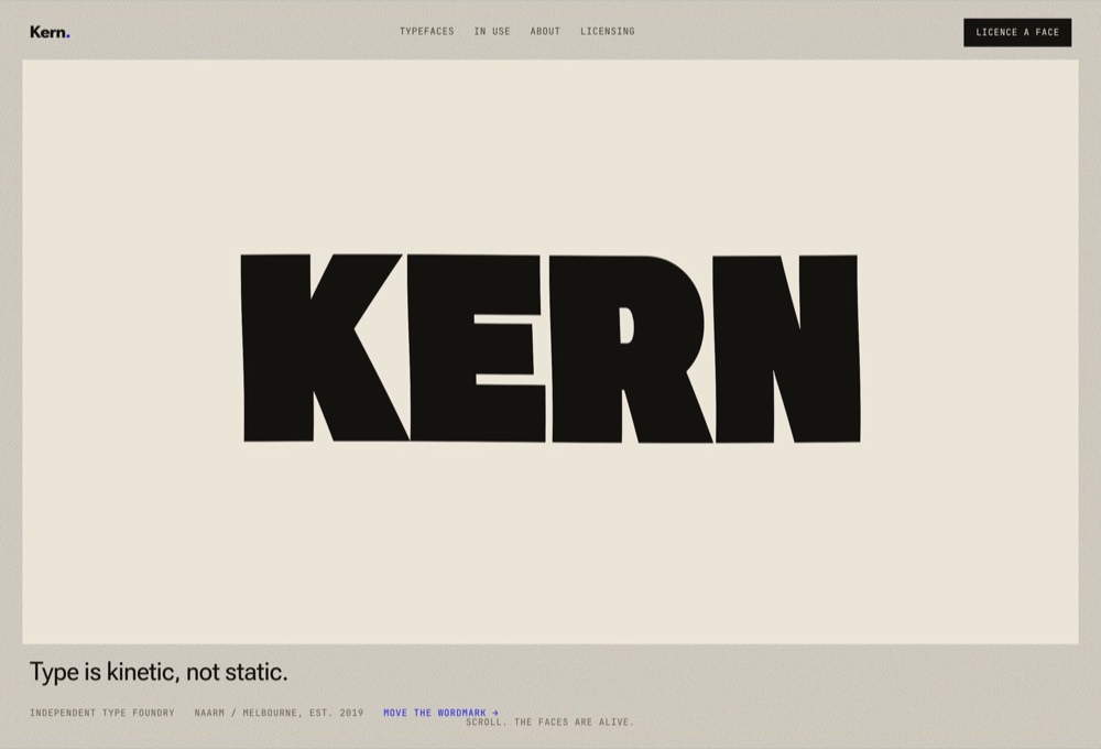 Kern, a Type foundry built with Palate